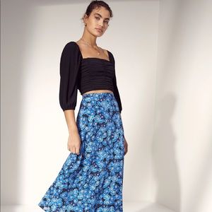 Wilfred blue floral midi skirt